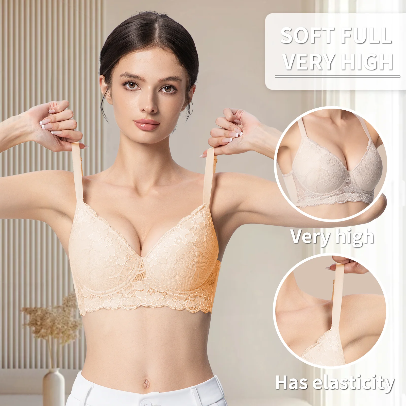 3PC Pack Women Push Up Bra Everyday Underwear Comfortable Lingerie Bralette with Support Anti-Sag - Image 3