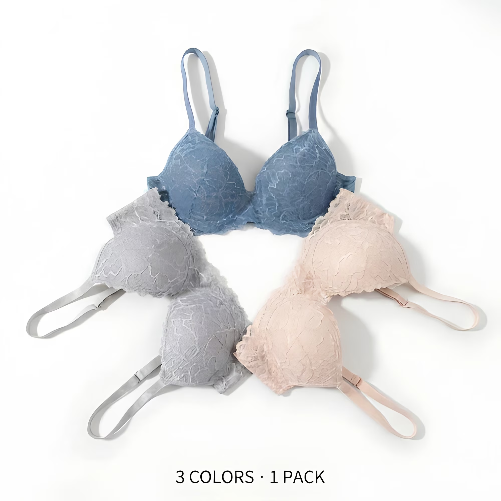 Women's 3-Pack All-Over Lace Push-Up Bra Set, Underwire Lace Bralette with Full Coverage, Sexy Comfortable Everyday Lingerie - Image 6
