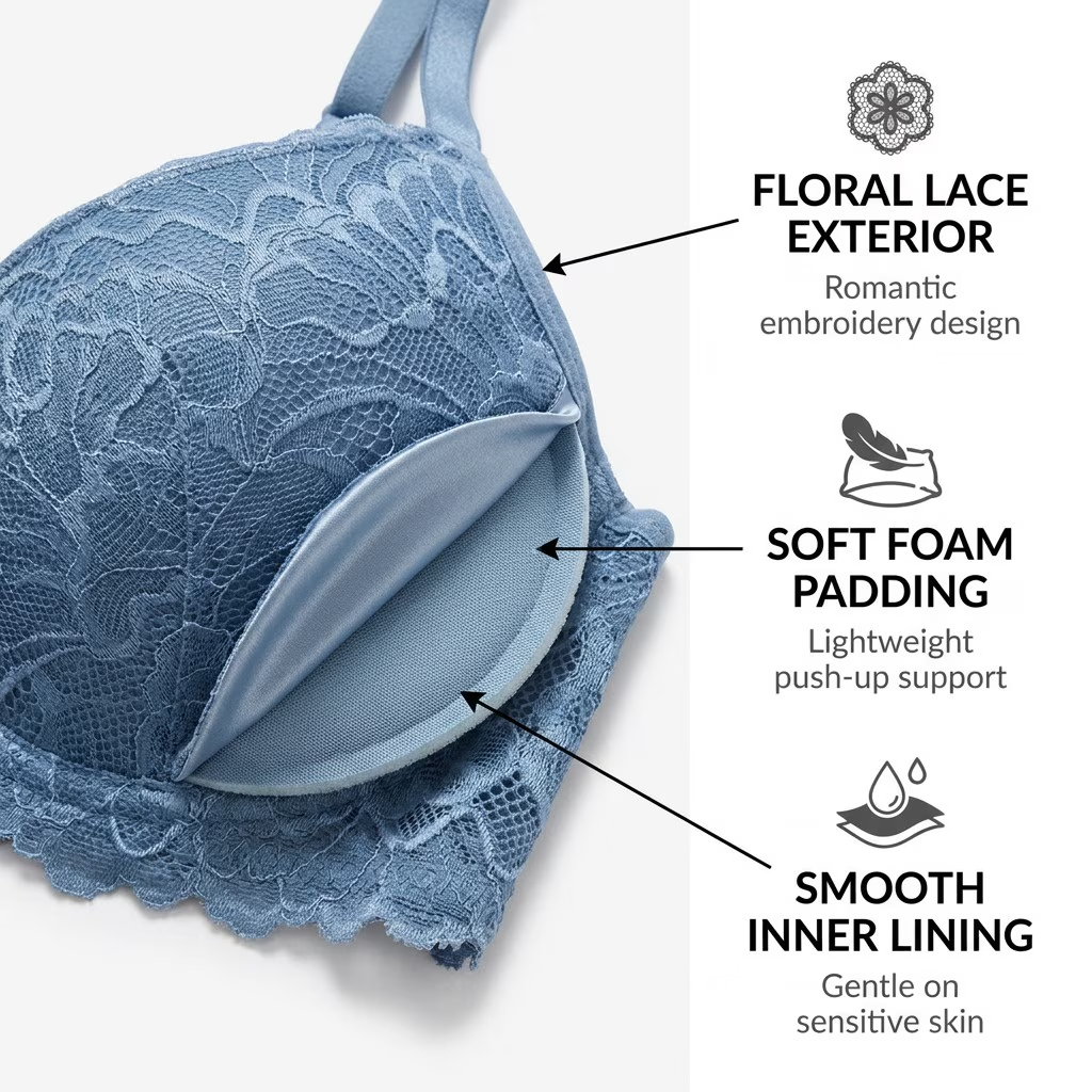 Women's 3-Pack All-Over Lace Push-Up Bra Set, Underwire Lace Bralette with Full Coverage, Sexy Comfortable Everyday Lingerie - Image 2