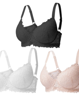 3PC Pack Women Push Up Bra Everyday Underwear Comfortable Lingerie Bralette with Support Anti-Sag