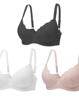 3PC Pack Women Push Up Bra Everyday Underwear Comfortable Lingerie Bralette with Support Anti-Sag