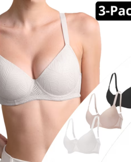 Women's 3-Pack Underwire Push Up Bra Set W-Wire Lace Bralette Black White Nude 32B-40C