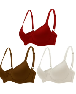 3PC Pack Women Push Up Bra Everyday Underwear Comfortable Lingerie Bralette with Support Anti-Sag