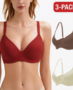 Women's 3-Pack Push-Up Bra, Soft Underwire 3/4 Cup T-Shirt Bra with Bold Lift — Warm Tone