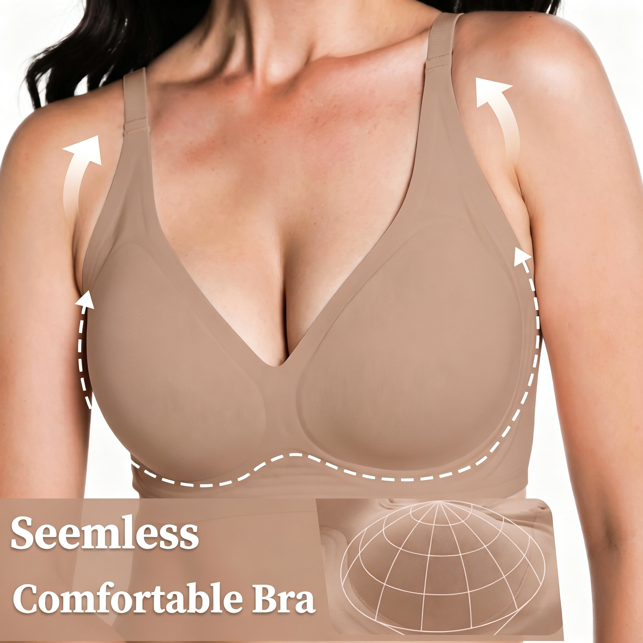 Women's Jelly Gel Bra, Seamless Wireless Full-Coverage T-Shirt Bra with Gentle Lift, Wirefree Everyday Support, S-3XL Qeldulk - 图片 2
