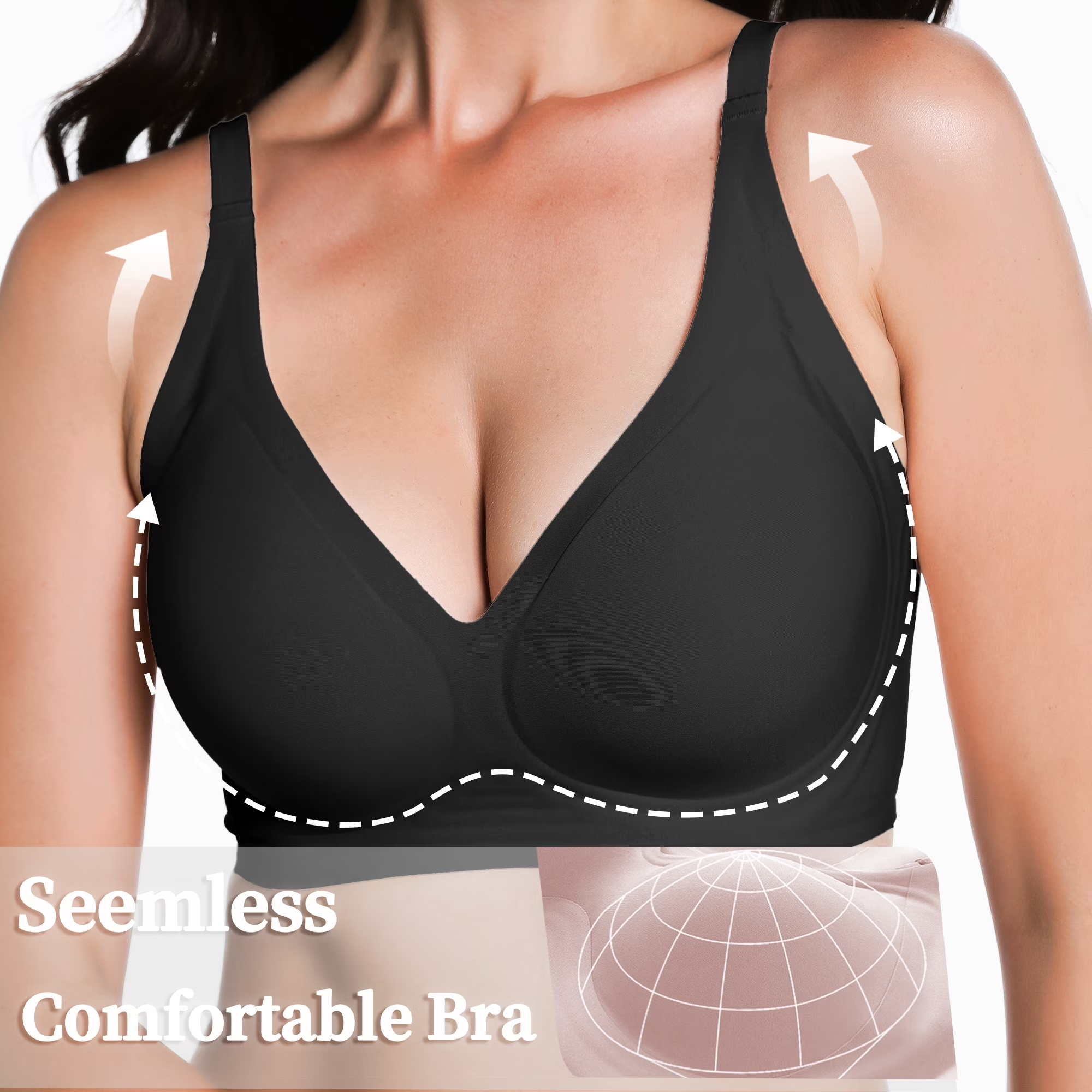 Women's Jelly Gel Bra, Seamless Wireless Full-Coverage T-Shirt Bra with Gentle Lift, Wirefree Everyday Support, S-3XL Qeldulk - 图片 2