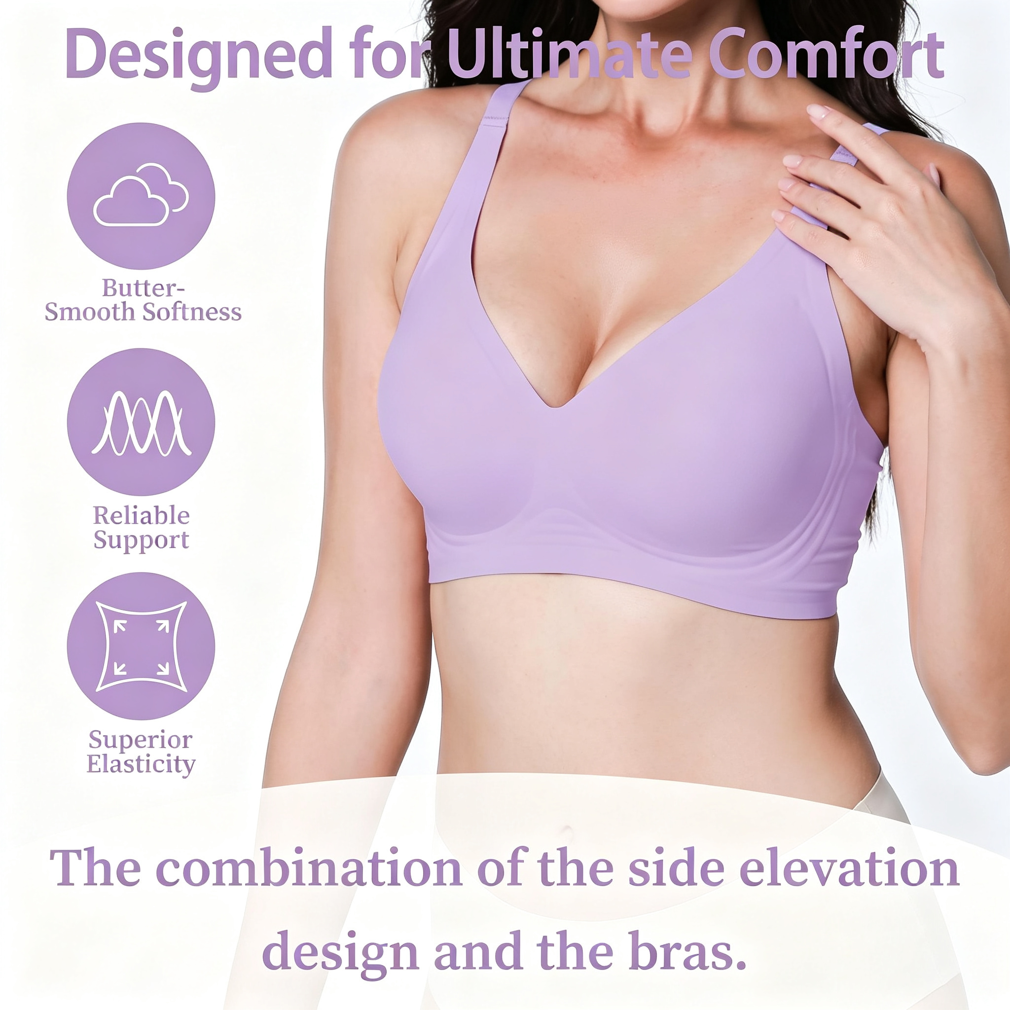 Women's Jelly Gel Bra, Seamless Wireless Full-Coverage T-Shirt Bra with Gentle Lift, Wirefree Everyday Support, S-3XL Qeldulk - 图片 4
