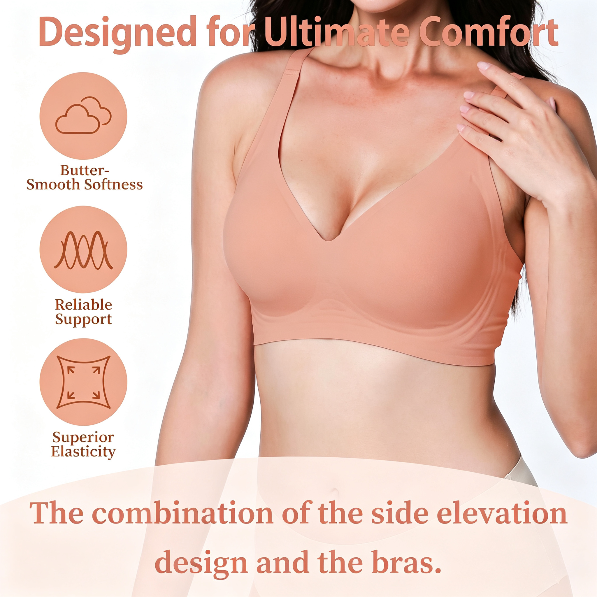 Women's Jelly Gel Bra, Seamless Wireless Full-Coverage T-Shirt Bra with Gentle Lift, Wirefree Everyday Support, S-3XL Qeldulk - 图片 4