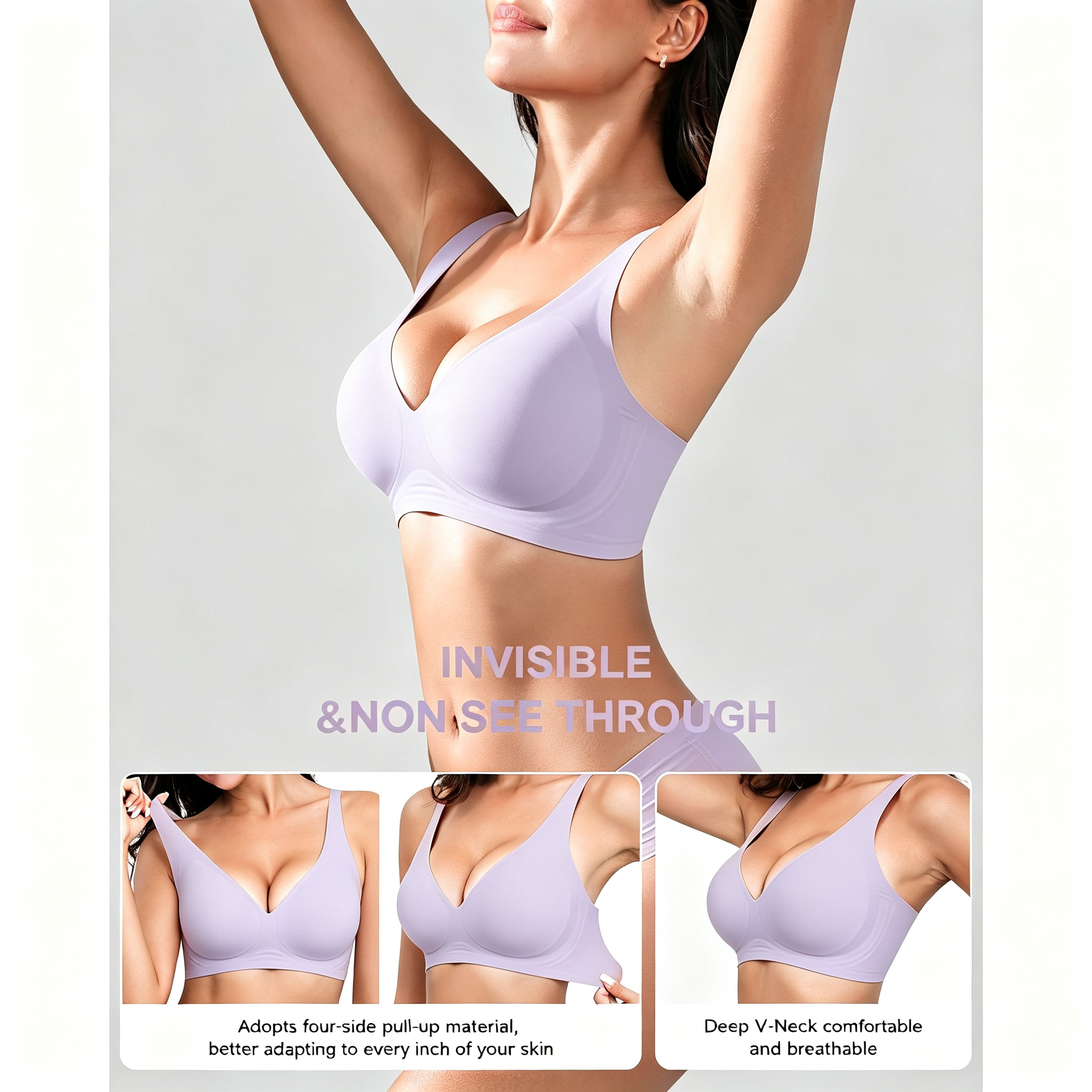 Women's Jelly Gel Bra, Seamless Wireless Full-Coverage T-Shirt Bra with Gentle Lift, Wirefree Everyday Support, S-3XL Qeldulk - 图片 5