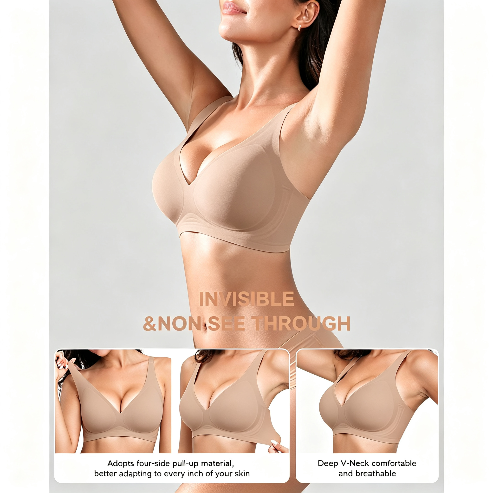 Women's Jelly Gel Bra, Seamless Wireless Full-Coverage T-Shirt Bra with Gentle Lift, Wirefree Everyday Support, S-3XL Qeldulk - 图片 5