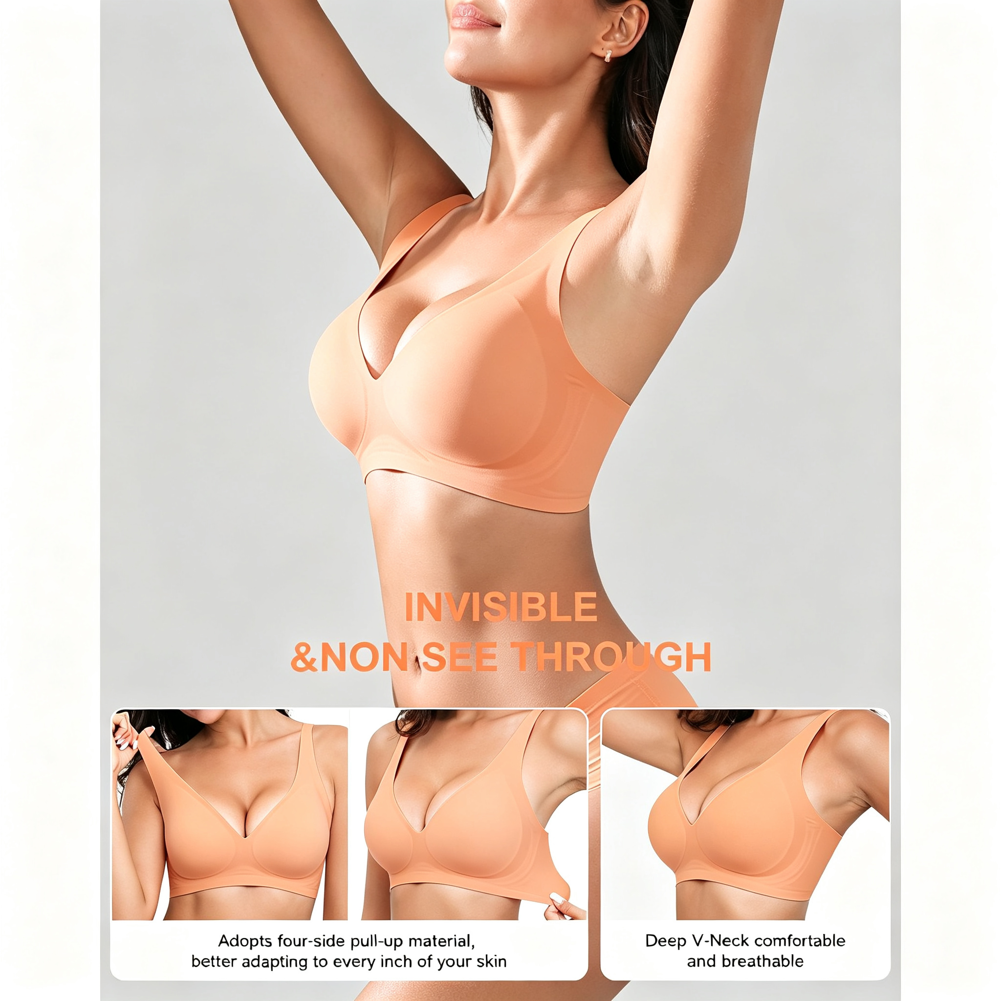 Women's Jelly Gel Bra, Seamless Wireless Full-Coverage T-Shirt Bra with Gentle Lift, Wirefree Everyday Support, S-3XL Qeldulk - 图片 5