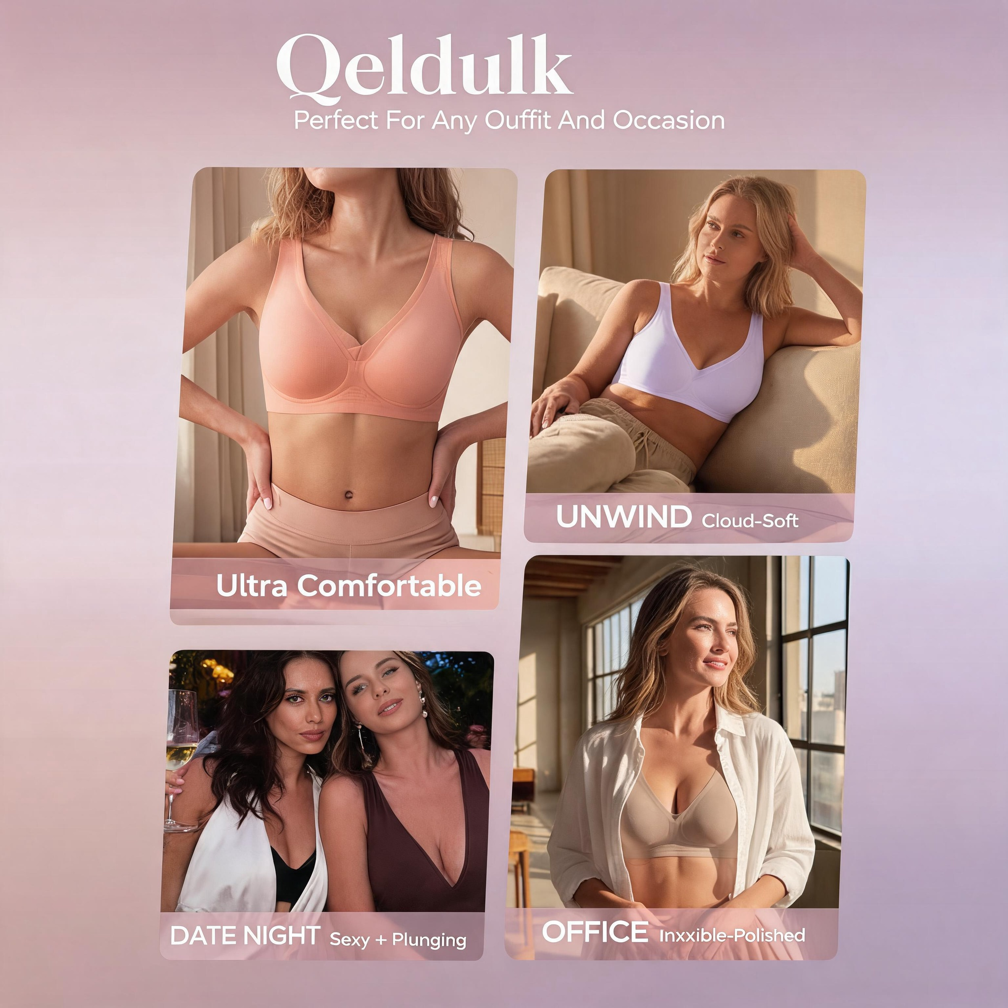 Women's Jelly Gel Bra, Seamless Wireless Full-Coverage T-Shirt Bra with Gentle Lift, Wirefree Everyday Support, S-3XL Qeldulk - 图片 6