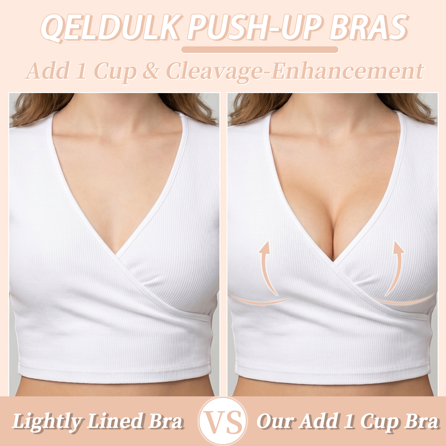 Front Closure Bra 3-Pack for Women, Push-Up Underwire T-Shirt Bras with X-Cross Racerback and Lace Trim, Nude / White / Black, Sizes 32B–40C, Qeldulk - 图片 7