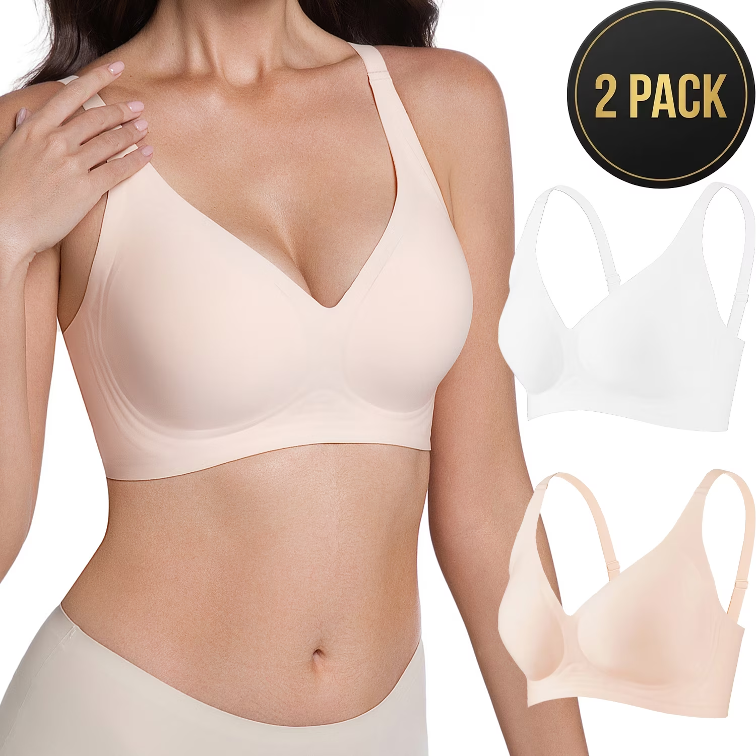 Women's Jelly Gel Bra, Seamless Wireless Full-Coverage T-Shirt Bra with Gentle Lift, Wirefree Everyday Support, S-3XL Qeldulk