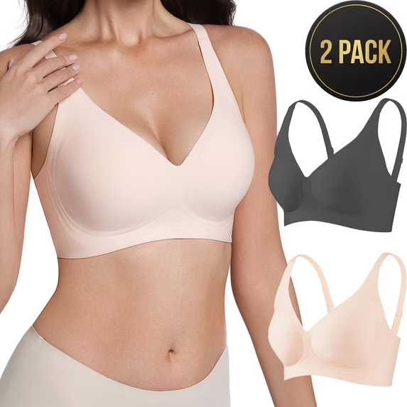 Women's Jelly Gel Bra, Seamless Wireless Full-Coverage T-Shirt Bra with Gentle Lift, Wirefree Everyday Support, S-3XL Qeldulk